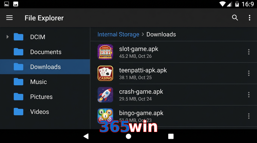 Main screen of 365Win gameapk page for PK players