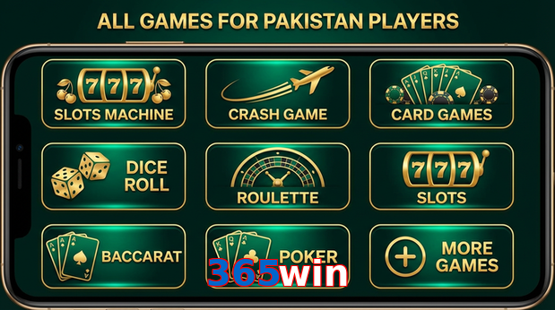 Main screen of 365Win games page for PK players